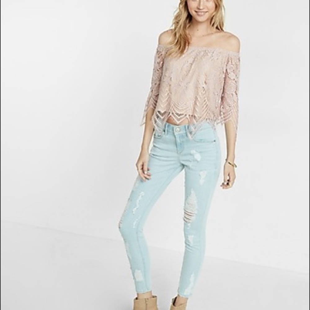 EXPRESS Pink off the shoulder top